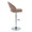 Renee table in Chrome, Brown Fabric, side view, featuring swivel and adjustable height
