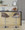 Renee table in Chrome, Brown Fabric, featuring swivel and adjustable height