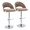 Renee table in Chrome, Brown Fabric, coordinated set view, featuring swivel and adjustable height