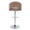 Renee Contemporary Adjustable Barstool with Swivel in Chrome Metal and Brown Fabric with Round T Footrest- Set of 2 — back view