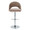 Renee Contemporary Adjustable Barstool with Swivel in Chrome Metal and Brown Fabric with Round T Footrest- Set of 2 — front view