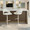 Renee Contemporary Adjustable Barstool with Swivel in Pearl Grey Metal and Cream Fabric with Round T Footrest- Set of 2 — lifestyle photo 2