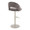 Renee Contemporary Adjustable Barstool with Swivel in Pearl Grey Metal and Dark Grey Fabric with Round T Footrest- Set of 2 — rear three-quarter view