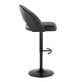 Renee table in Black Metal, Black PU, side view, featuring swivel and adjustable height