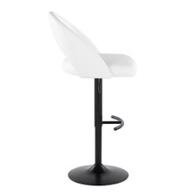 Renee table in Black Metal, White PU, side view, featuring swivel and adjustable height