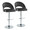 Renee Contemporary Adjustable Barstool with Swivel in Chrome Metal and Black Faux Leather with Round T Footrest- Set of 2 — pair view