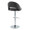 Renee Contemporary Adjustable Barstool with Swivel in Chrome Metal and Black Faux Leather with Round T Footrest- Set of 2 — rear three-quarter view