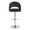 Renee Contemporary Adjustable Barstool with Swivel in Chrome Metal and Black Faux Leather with Round T Footrest- Set of 2 — front view