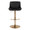 Santi table in Gold Metal, Black PU, front view, featuring swivel and adjustable height