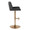 Santi Upholstered Contemporary Adjustable Barstool with Swivel in Gold Metal and Grey Faux Leather with Rounded T Footrest- Set of 2 — side view