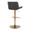 Santi Upholstered Contemporary Adjustable Barstool with Swivel in Gold Metal and Grey Faux Leather with Rounded T Footrest- Set of 2 — rear three-quarter view