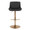 Santi Upholstered Contemporary Adjustable Barstool with Swivel in Gold Metal and Grey Faux Leather with Rounded T Footrest- Set of 2 — front view