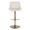 Santi table in Gold Metal, White PU, front view, featuring swivel and adjustable height