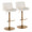 Santi Upholstered Contemporary Adjustable Barstool with Swivel in Gold Metal and White Faux Leather with Rounded T Footrest- Set of 2 — pair view