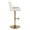 Santi Upholstered Contemporary Adjustable Barstool with Swivel in Gold Metal and White Faux Leather with Rounded T Footrest- Set of 2 — side view