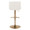 Santi Upholstered Contemporary Adjustable Barstool with Swivel in Gold Metal and White Faux Leather with Rounded T Footrest- Set of 2 — back view