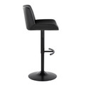 Santi table in Black Metal, Black PU, side view, featuring swivel and adjustable height