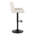 Santi table in Black Metal, White PU, side view, featuring swivel and adjustable height