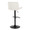 Santi table in Black Metal, White PU, back and side view, featuring swivel and adjustable height