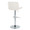 Santi Upholstered Contemporary Adjustable Barstool with Swivel in Chrome Metal and White Faux Leather with Rounded T Footrest- Set of 2 — rear three-quarter view