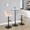 Stella table in Black Metal, Natural Wood, Cream Fabric, featuring swivel and adjustable height