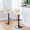 Stella table in Black Metal, Natural Wood, Cream Fabric, featuring swivel and adjustable height