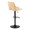 Stella table in Black Metal, Natural Wood, Cream Fabric, back and side view, featuring swivel and adjustable height