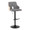 Stella Contemporary Adjustable Barstool with Swivel in Black Metal, Natural Wood and Light Grey Fabric with Rounded "t" Footrest- Set of 2 — product view