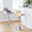 Stella Contemporary Adjustable Barstool with Swivel in Chrome Metal, Natural Wood and Light Grey Fabric with Rounded "t" Footrest- Set of 2 — lifestyle photo 1