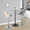 Stella Contemporary Adjustable Barstool with Swivel in Chrome Metal, Natural Wood and Light Grey Fabric with Rounded "t" Footrest- Set of 2 — lifestyle photo 2
