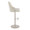 Marcel table in Pearl Grey Metal, Cream Fabric, Brass Metal, side view, featuring swivel and adjustable height