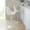 Marcel table in Pearl Grey Metal, Cream Fabric, Brass Metal, featuring swivel and adjustable height
