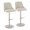 Marcel table in Pearl Grey Metal, Cream Fabric, Brass Metal, coordinated set view, featuring swivel and adjustable height