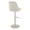 Marcel table in Pearl Grey Metal, Cream Fabric, Brass Metal, back and side view, featuring swivel and adjustable height
