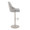 Marcel table in Pearl Grey Metal, Light Grey Fabric, Brass Metal, side view, featuring swivel and adjustable height