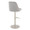 Marcel table in Pearl Grey Metal, Light Grey Fabric, Brass Metal, back and side view, featuring swivel and adjustable height