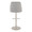 Marcel table in Pearl Grey Metal, Light Grey Fabric, Brass Metal, back view, featuring swivel and adjustable height