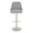 Marcel table in Pearl Grey Metal, Light Grey Fabric, Brass Metal, front view, featuring swivel and adjustable height