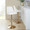 Marcel table in Gold Metal, White PU, featuring swivel and adjustable height
