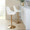 Marcel table in Gold Metal, White PU, featuring swivel and adjustable height