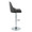 Studded Marcel Contemporary Adjustable Barstool in Chrome Metal and Black Faux Leather with Chrome Nailhead Trim and Rounded T Footrest- Set of 2 — side view