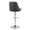 Studded Marcel Contemporary Adjustable Barstool in Chrome Metal and Black Faux Leather with Chrome Nailhead Trim and Rounded T Footrest- Set of 2 — rear three-quarter view