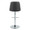 Studded Marcel Contemporary Adjustable Barstool in Chrome Metal and Black Faux Leather with Chrome Nailhead Trim and Rounded T Footrest- Set of 2 — back view
