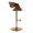 Symphony Contemporary Adjustable Barstool with Swivel in Gold Metal, Walnut Wood, and Espresso Faux Leather with Rounded T Footrest- Set of 2 — side view