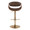 Symphony Contemporary Adjustable Barstool with Swivel in Gold Metal, Walnut Wood, and Espresso Faux Leather with Rounded T Footrest- Set of 2 — front view