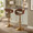 Symphony Contemporary Adjustable Barstool with Swivel in Gold Metal, Walnut Wood, and Espresso Faux Leather with Rounded T Footrest- Set of 2 — lifestyle photo 1