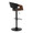 Curvo table in Black Metal, Walnut Wood, Black PU, back and side view, featuring swivel and adjustable height