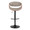 Curvo table in Black Metal, Walnut Wood, Grey PU, front view, featuring swivel and adjustable height