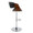 Curvo table in Chrome Metal, Walnut Wood, Grey PU, side view, featuring swivel and adjustable height