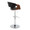 Curvo table in Chrome Metal, Walnut Wood, Grey PU, back and side view, featuring swivel and adjustable height